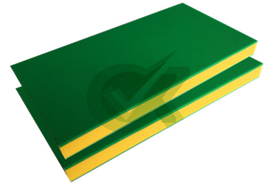 industrial dual color 3 layer HDPE panel green on yellow 48×96